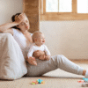 sad mother with baby